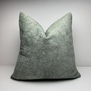 Sage Green Throw Pillow Cover | Boucle Light Green Pillow Cushion | Textured Green Euro Sham Cover | Natural Cotton Cozy Pillow Cover 20x20
