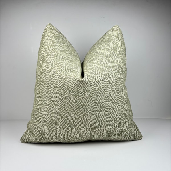 Sage Green Geometric Pillow Cover | Textured Linen Blend Cushion