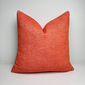 Orange Linen Chenille Pillow Cover, Tangerine Textured Soft Cushion Cover, Boho Orange Modern Farmhouse Pillow Case, Orange Euro Sham Pillow