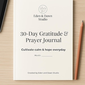 Gebedsdagboek van 30 dagen | Dankbaarheidsdevotional | Christelijk tijdschrift voor vrouwen | Digitale afdrukbare pdf US Letter