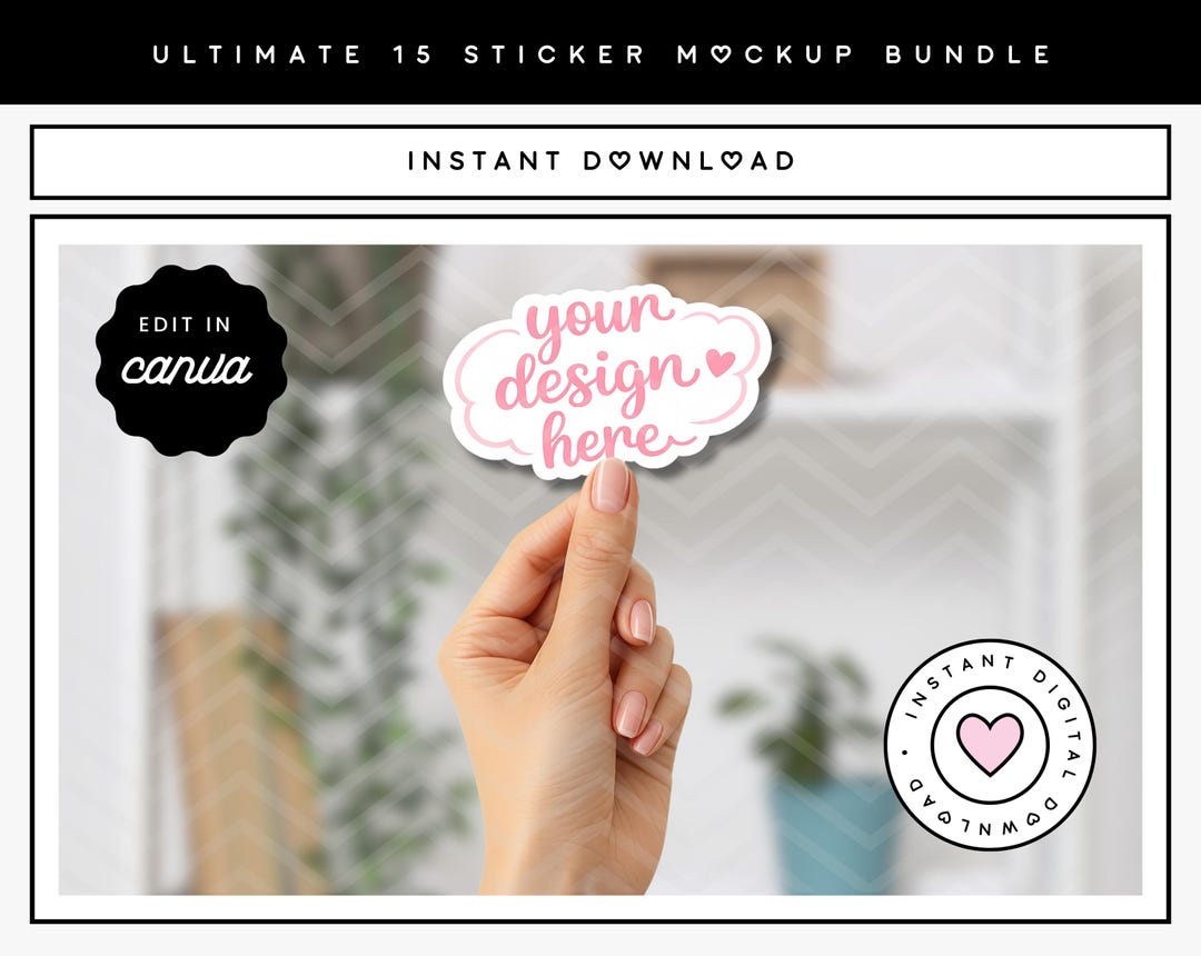 15 Sticker Mockup Bundle | Canva Editable PDF Link Included | Digital ...
