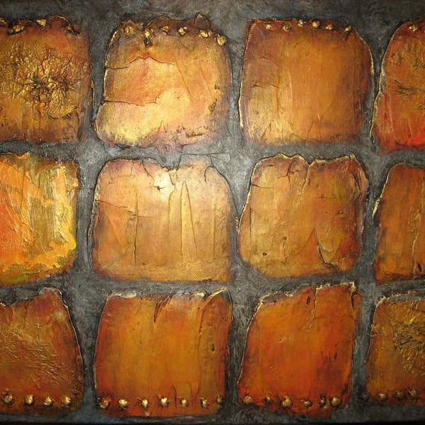 Original painting abstract copper squares