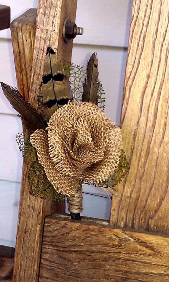 Hand-made burlap wire stemmed rose