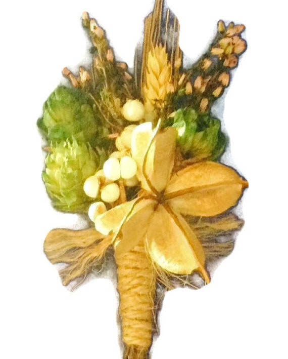 Hops, Berries & Burr boutonniere