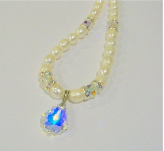Save 15% - Freshwater Pearl and crystal Bridal necklace
