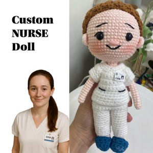 Custom Crochet Nurse Doll – Personalized Medical Worker Gift – Handmade Amigurumi Keepsake For Healthcare Heroes