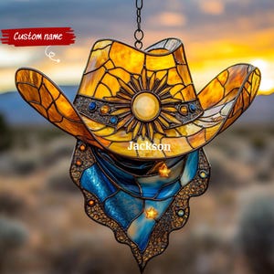 Cowboy Hat Suncatcher - Etsy display picture 2