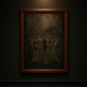 Forest Witches Printable | Dark Academia Gothic Wall Art | Witches Circle Vintage Occult Photo | Moody Victorian Halloween Decor
