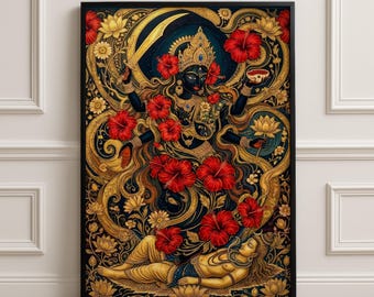 Hindu Goddess Kali Art Print - Mahakali Divine Energy Poster, Spiritual Wall Decor