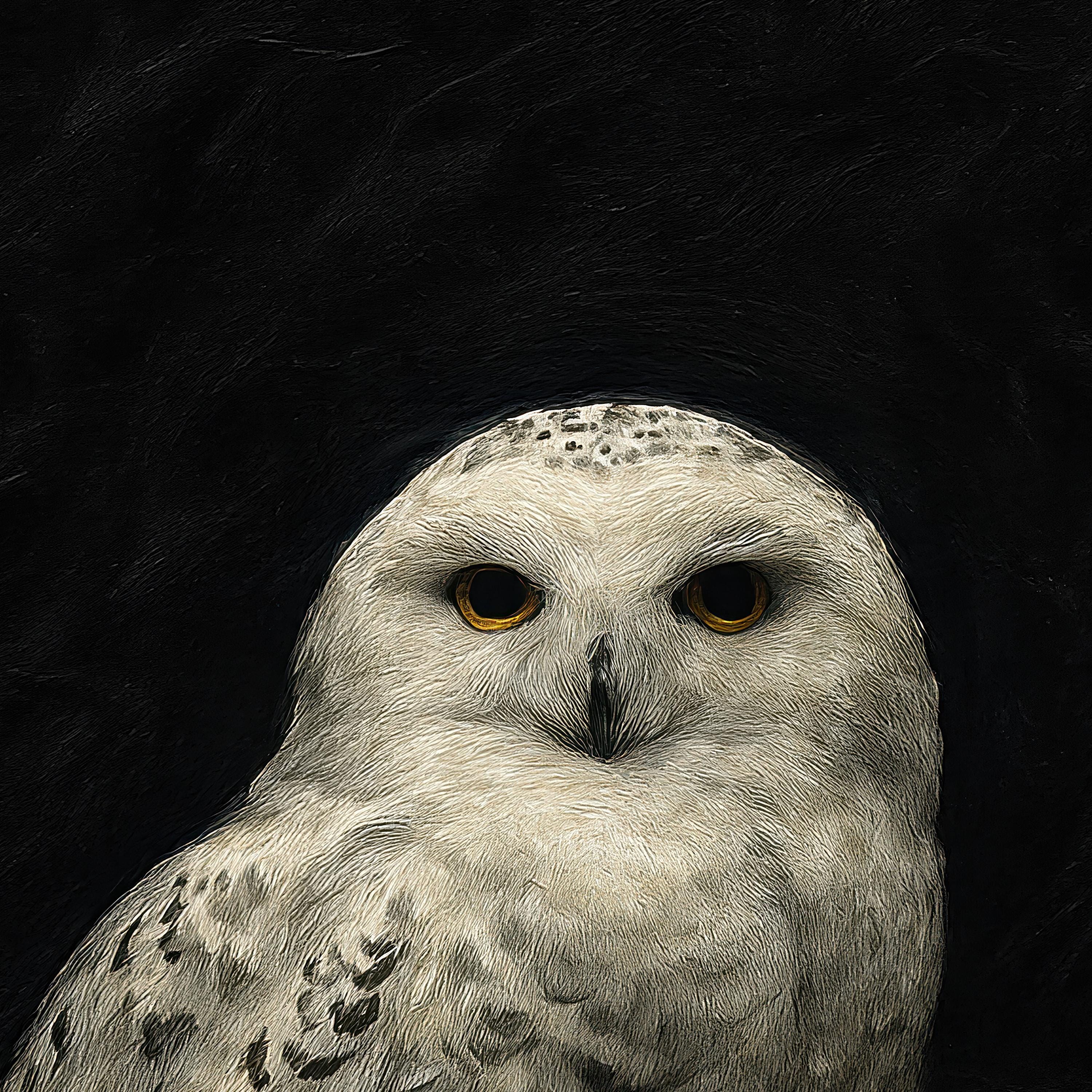 Snowy Owl Art Print – Mystical Wildlife Portrait – Dark Academia Decor ...