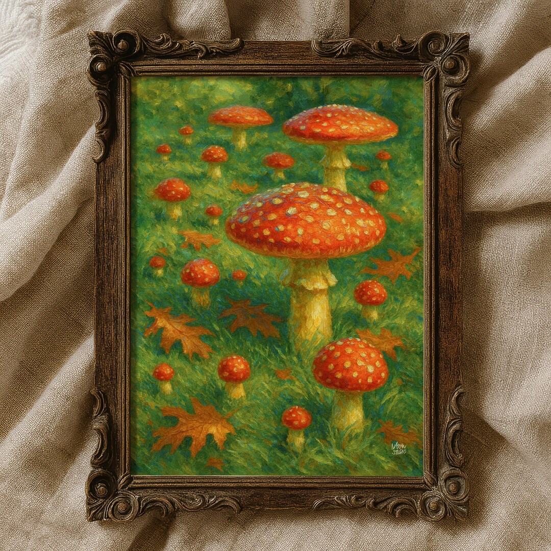 Glowing Mushroom Wall Art – Enchanted Forest Fly Agaric Fungi Print - Etsy