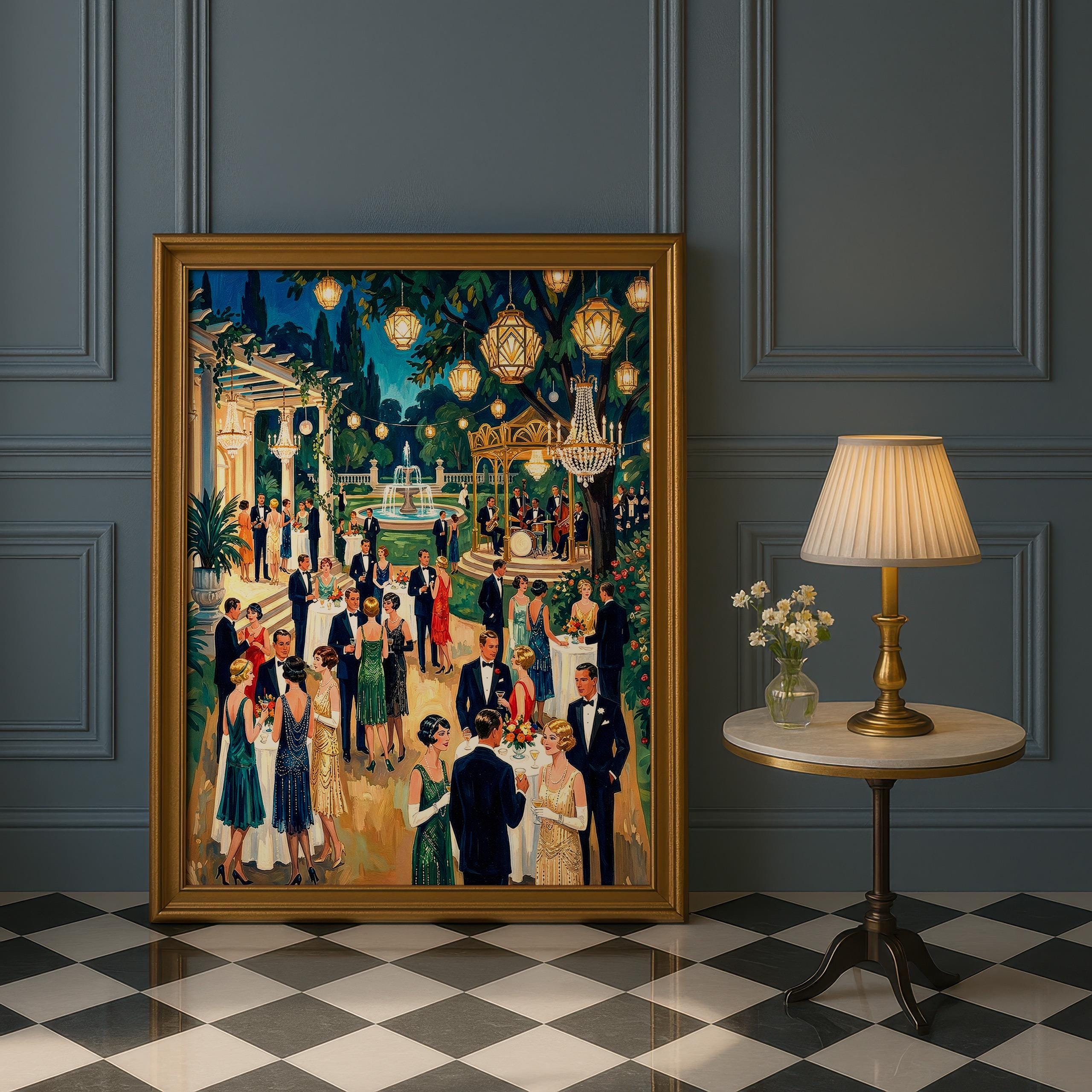 Classical Romance Roaring Twenties Art Print, Gatsby Style Garden Party ...