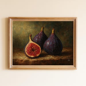 Fig Still Life Oil Painting Print – Moody Fruit Wall Art