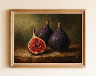 Fig Still Life Oil Painting Print – Moody Fruit Wall Art