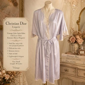 christian dior silk dressing gown Christian Dior vintage navy pink floral oversized dress coat night gown robe