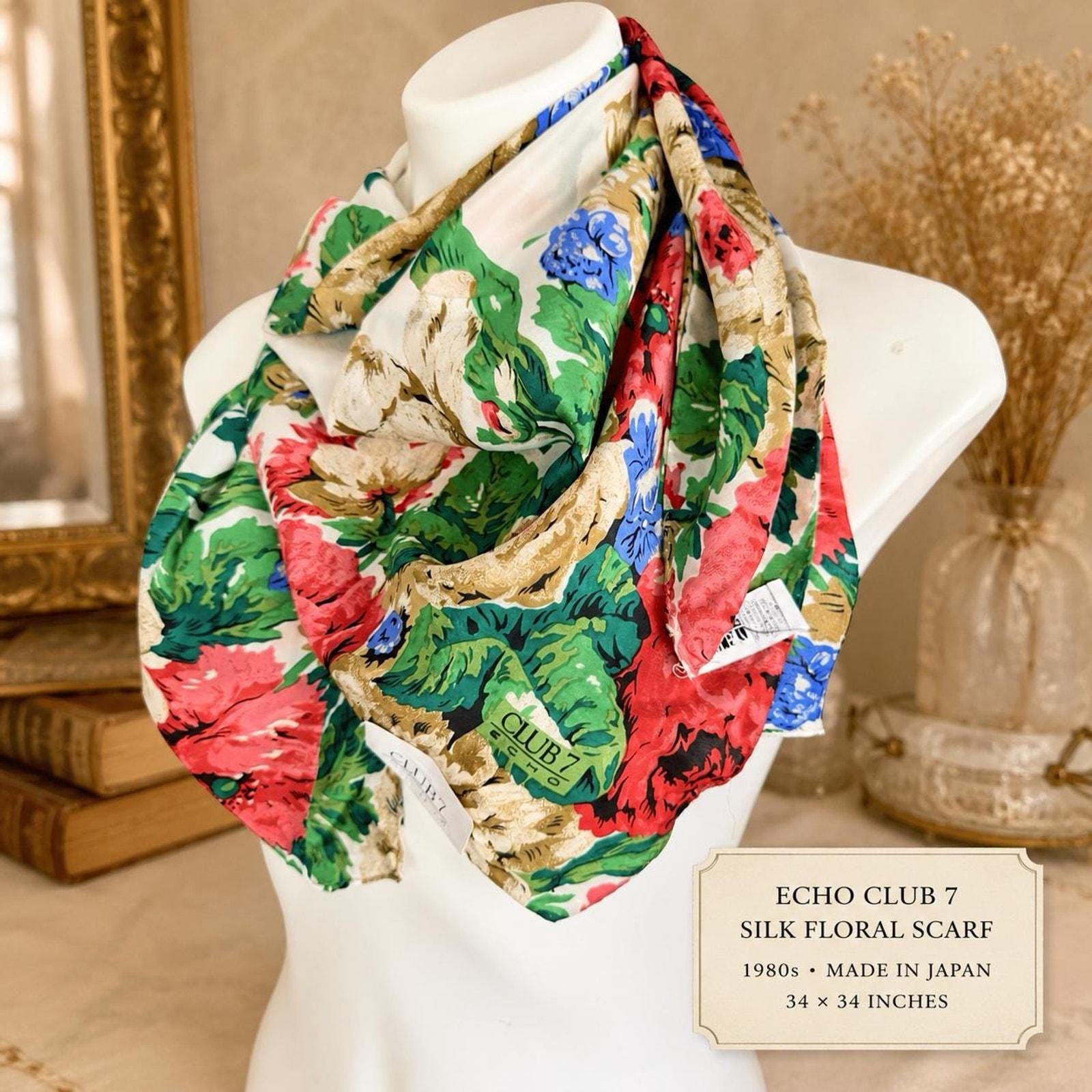 Echo　スカーフポンチョ　シルク100 Vintage Echo Scarf - Etsy