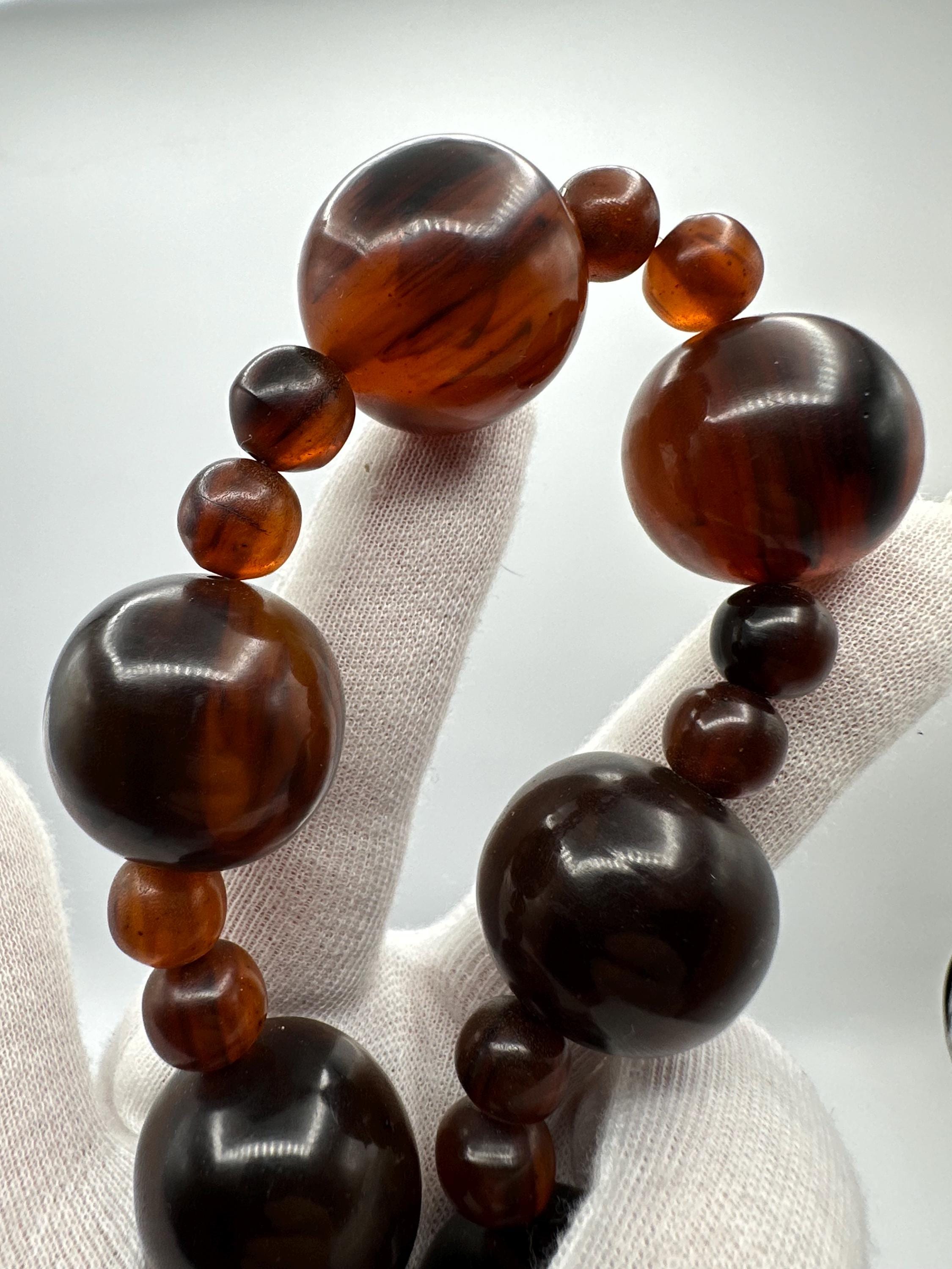 Ancien Collier Bakélite Marron – Vintage, Pièce Unique
