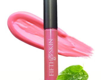 ORGANIC Lip Gloss - PINK ROSE - All Natural - Organic Ingredients - Gluten Free - Paraben Free - Lead Free - Vegetarian - Cruelty Free