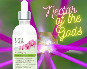 Age Defying BODY NECTAR - 100% Natural Body Moisturizer - Face Moisturizer - Dry Oil  - Luxurious 20+ Oils - Fast Absorbing - 4 oz