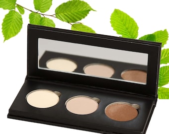 Mineral Eye Shadow PALETTES - Pressed Powder - All Natural - Organic - TALC Free - Vegan - Cruelty Free - 3 Colors