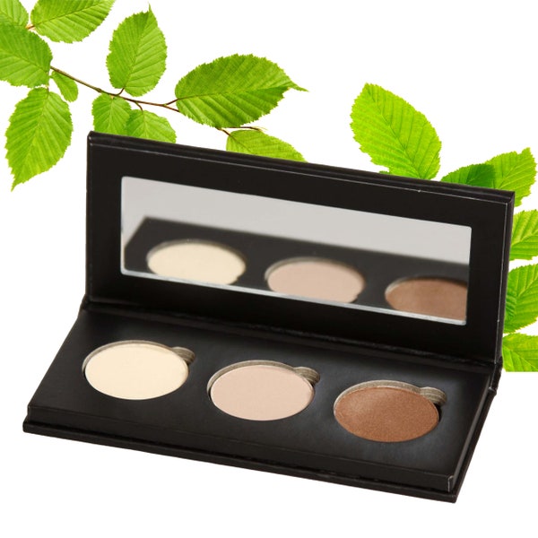 Mineral Eye Shadow PALETTES - Pressed Powder - All Natural - Organic - TALC Free - Vegan - Cruelty Free - 3 Colors