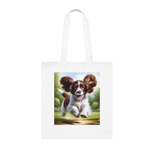 Happy Dog Cotton Tote Bag, Pet Lover Gift, Eco-Friendly Shopping Tote, Cute Dog Artwork Bag, Animal Lover Accessory