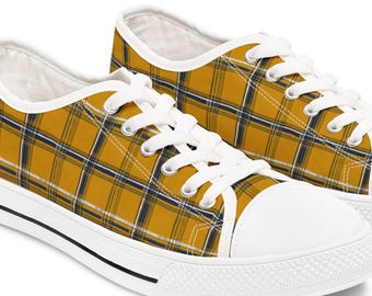 Trendy Plaid Women's Low Top Sneakers | Casual Kicks for Fall Fashion, Comfortable Style, Gift for Her, Everyday Wear, Weekend Outfits