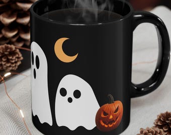 Spooky Ghost Coffee Mug, Halloween Decor, Cute Ghost Mug, Pumpkin Coffee Cup, Gift for Ghost Lovers, 11oz, 15oz