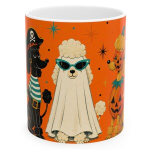 Tazza con trio di barboncini di Halloween / Tazza da caffè con costume da cane di Halloween