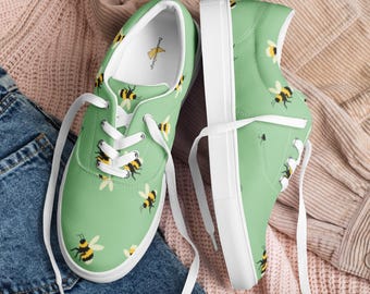 Zapatos de lona con cordones para mujer Cute Bees