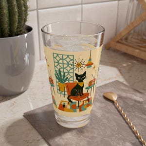 Vaso mezclador de 16 oz - Coctelera vintage de colección de los años 50, regalo de bar retro, cristalería moderna de mediados de siglo, mezclador de cócteles clásico