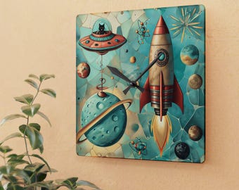Reloj de pared acrílico futurista: decoración para habitación infantil