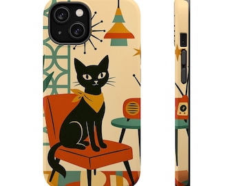 Retro Katze iPhone Hülle: Mid-Century Modern Design