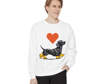 Dachshund with Heart Sweatshirt | Sausage Dog Graphic Pullover