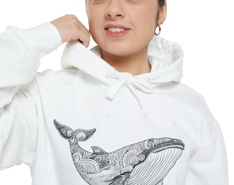 Whale Line Art Hoodie: Ocean Theme Sweatshirt, Beach Pullover