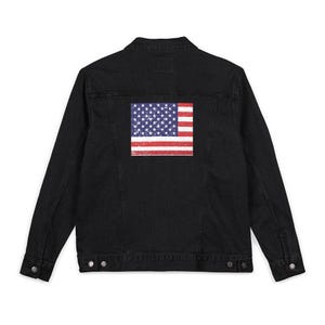 Embroidered Denim Jacket: Patriotic Unisex Outerwear