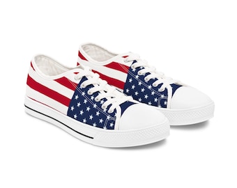 American Flag Low Top Sneakers | USA Stars Stripes Patriotic Shoes