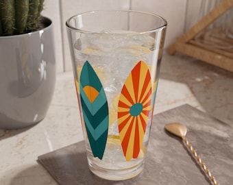 Vaso mezclador con diseño de tabla de surf retro / Vaso de 473 ml (16 oz)