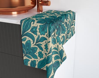 Toalla de manos con diseño floral botánico: decoración de cocina rústica, mezcla suave de polialgodón