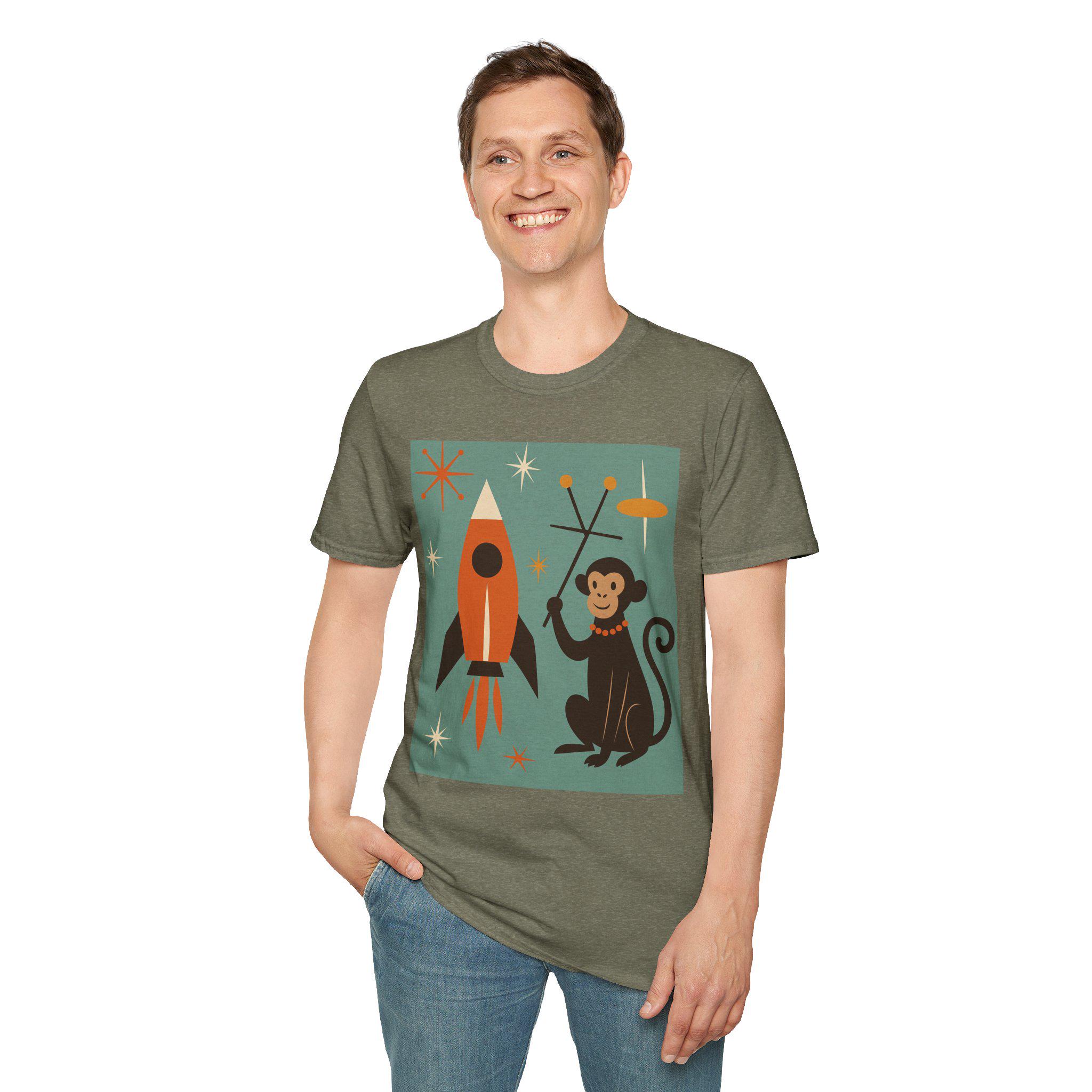Retro Rocket Monkey Graphic Tee: Unisex Space T-shirt - Etsy