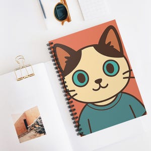 Cat Spiral Notebook, Cute Kitty Journal, Cat Lover Gift, Ruled Line Diary, Kawaii Animal Notepad, Back to School Supplies