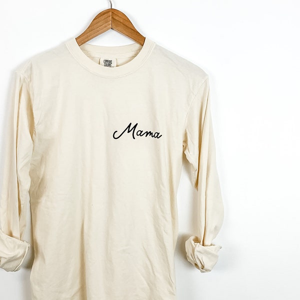 New Mama Comfort Colors Long Sleeve Ivory T-Shirt // Size S-3XL // You Pick & Size