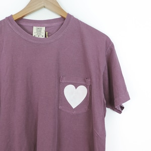 New Heart Comfort Colors Pocket Tee T-shirt // White Ink // Sizes S-2XL // You Pick Color