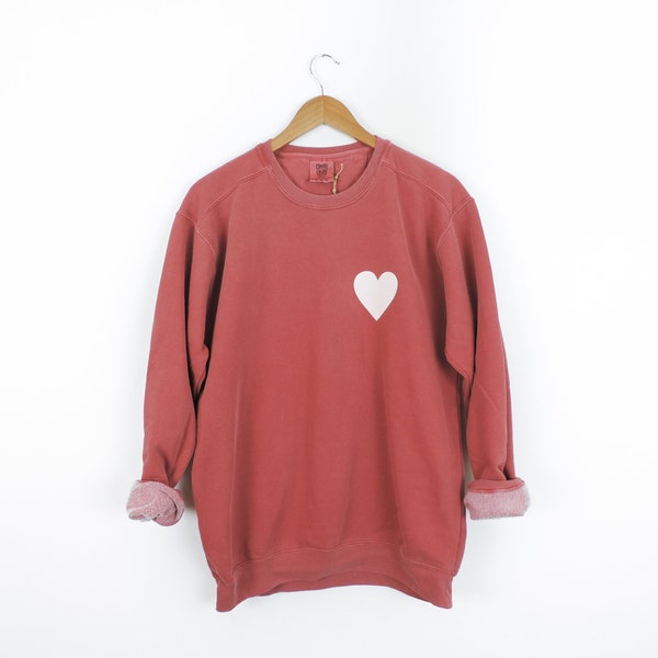 New Heart Comfort Colors Crewneck Sweatshirt Pullover // You Pick Color // Size S-3XL