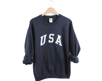 New Retro USA Crewneck Sweatshirt White Ink // Size S-3XL // You Pick Color