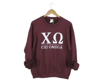 New Chi Omega Maroon Stripe Crewneck Sweatshirt // Size S-3XL // You Pick Color