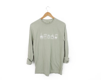 New Coffee Cup Doodle Long Sleeve Comfort Colors T-Shirt // Size S-3XL // You Pick Color & Size