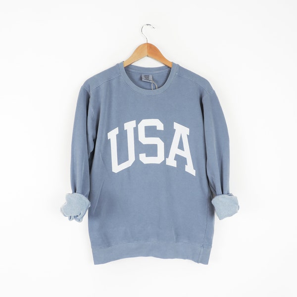 New Big USA Retro Comfort Colors Crewneck Sweatshirt Pullover // You Pick Color // Size S-3XL