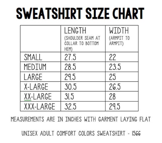 Comfort Colors 1566 Size Chart