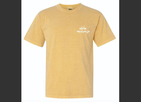 New Alpha Omicron Pi Comfort Colors Cursive T Shirt Size Etsy